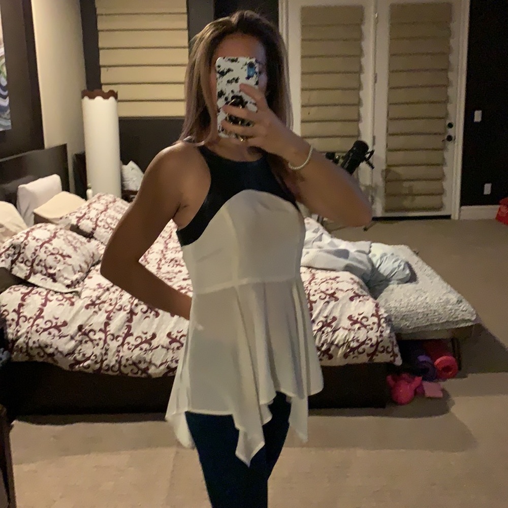 Silk and lamb leather top